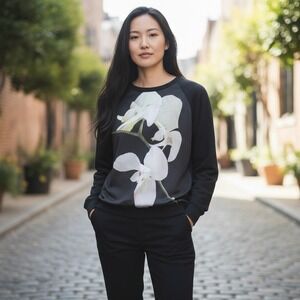 Altuzarra‎ Womens Silk Black Floral Long Sleeve Tunic Blouse Top Size MED